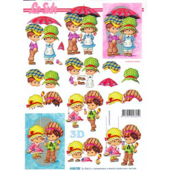 Carte 3D à découper - enfants sous parapluie - 4169725