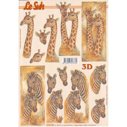 Carte 3D à découper -  Girafe et zèbre - 4169755