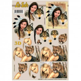 Carte 3D à découper - Femme et animaux - 4169798