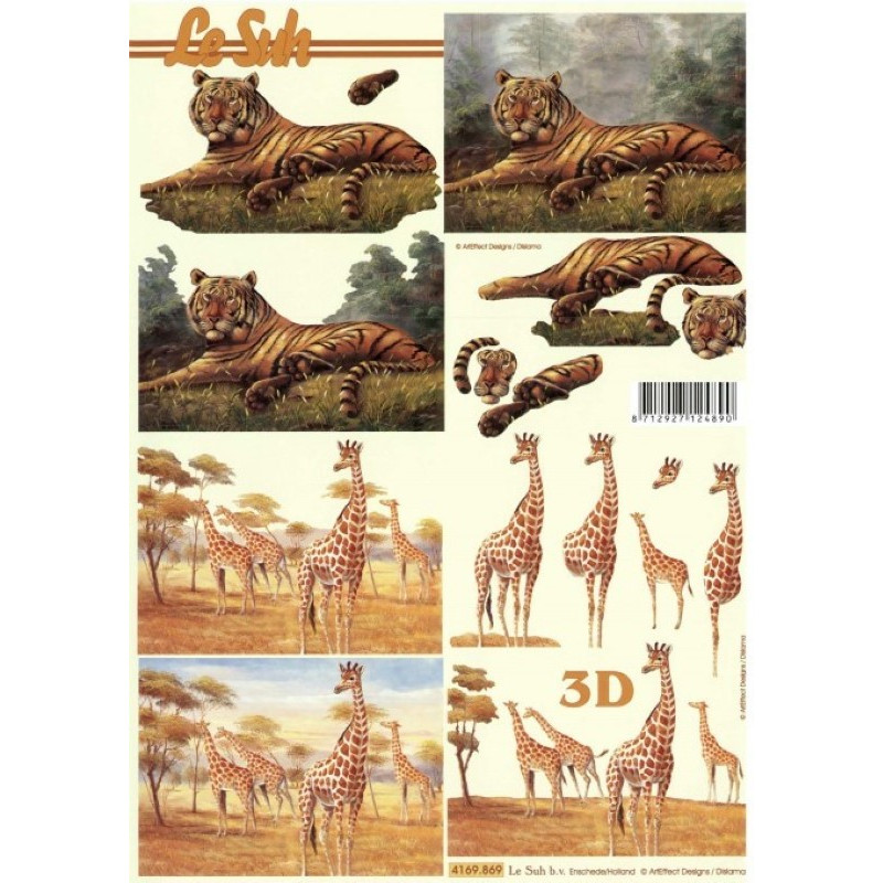 Carte 3D à découper - Tigres et girafes - 4169869