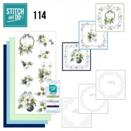 Stitch and do 114 - kit Carte 3D broderie - Noël aux bleuets