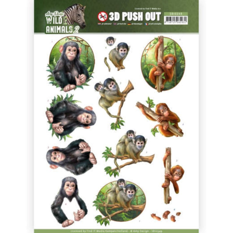 Carte 3D prédéc. - SB10349 - Wild Animals - Petits singes