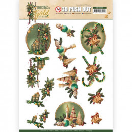 Carte 3D prédéc. - SB10369 - Christmas in Gold - Lanternes de Noël