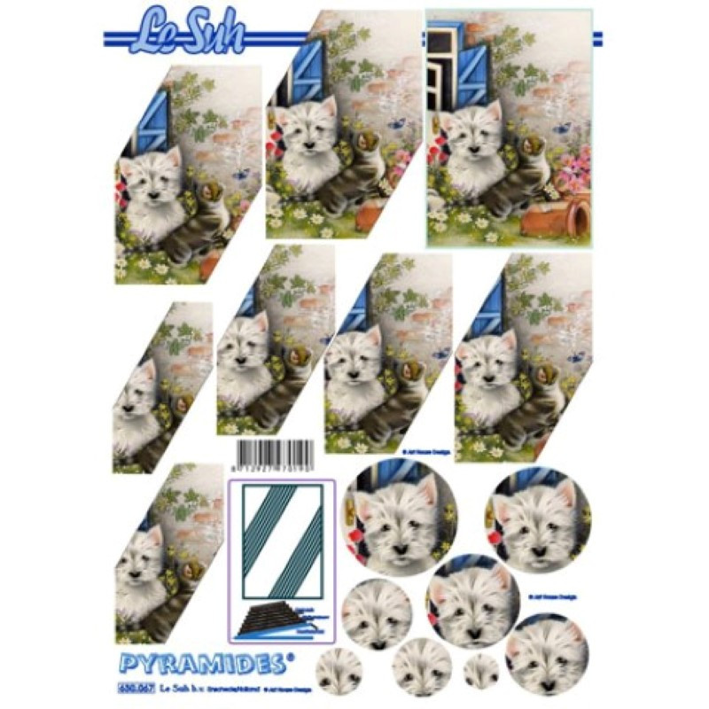 Carte 3D à découper - Pyramide chien chat - 630067 Carte 3D à découper - Pyramide chien chat - 630067