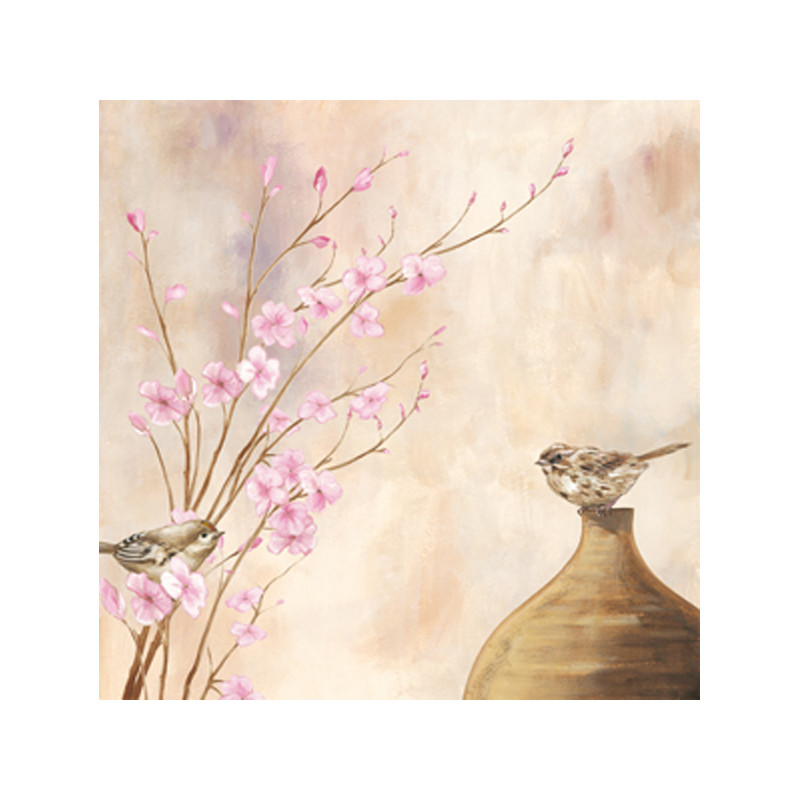 Image 3D - NCN 4860 - 40x40 - Oiseaux et branches fleuries Image 3D - NCN 4860 - 40x40 - Oiseaux et branches fleuries