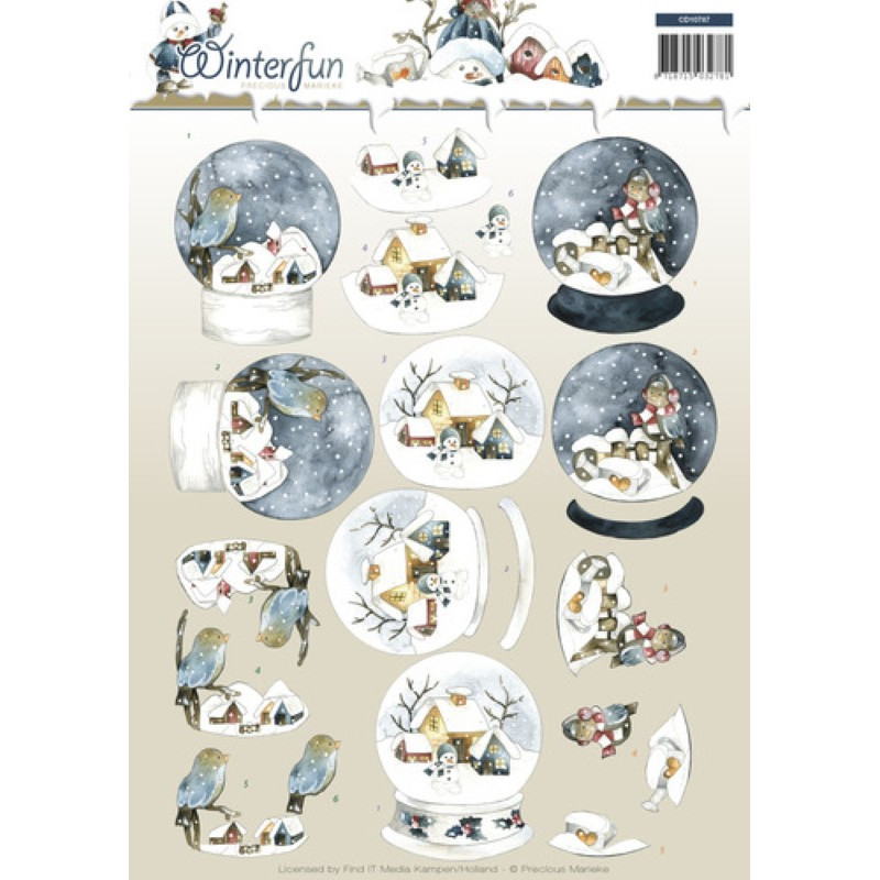 Carte 3D à découper - CD10787 - Paysage hiver dans un globe - Precious Marieke Carte 3D à découper - CD10787 - Paysage hiver dans un globe - Precious Marieke