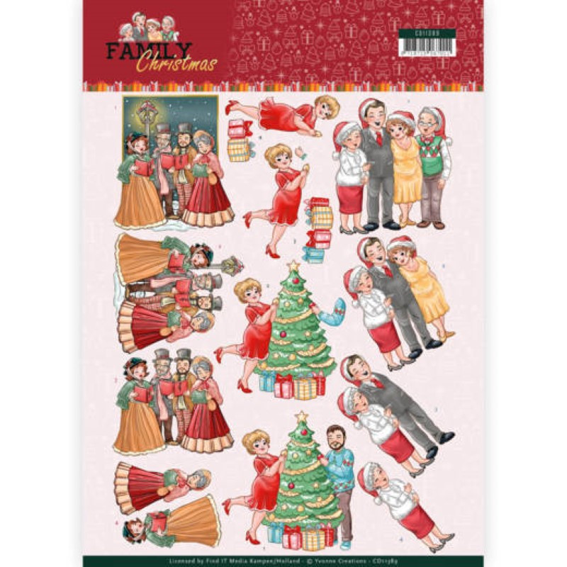Carte 3D à découper - CD11389 - Family Christmas - Noël en famille