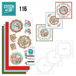 Stitch and do 116 - kit Carte 3D broderie -  doux animaux d'hiver