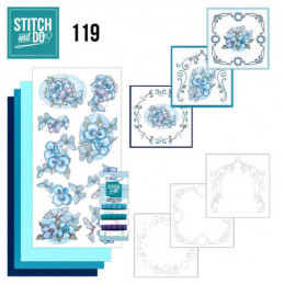 Stitch and do 119 - kit Carte 3D broderie - Papillons bleus