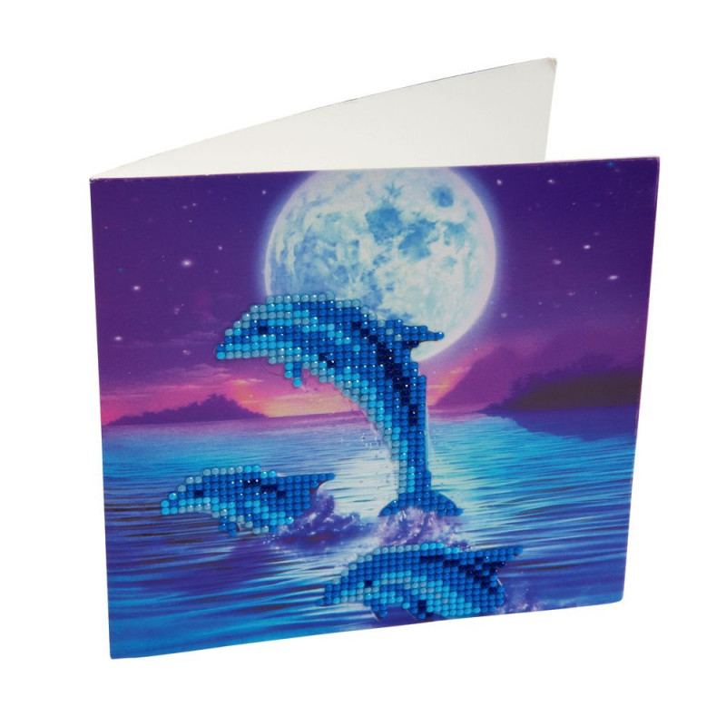 Crystal Art Kit Carte broderie diamant 18x18cm Dauphins Crystal Art Kit Carte broderie diamant 18x18cm Dauphins
