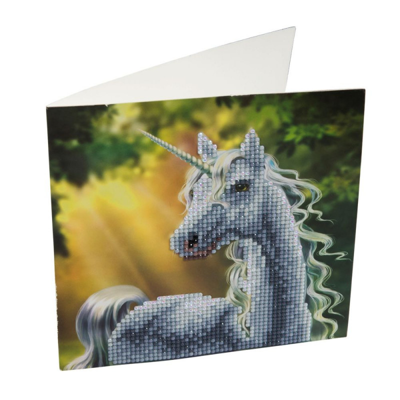 Crystal Art Kit Carte broderie diamant 18x18cm Licorne Crystal Art Kit Carte broderie diamant 18x18cm Licorne