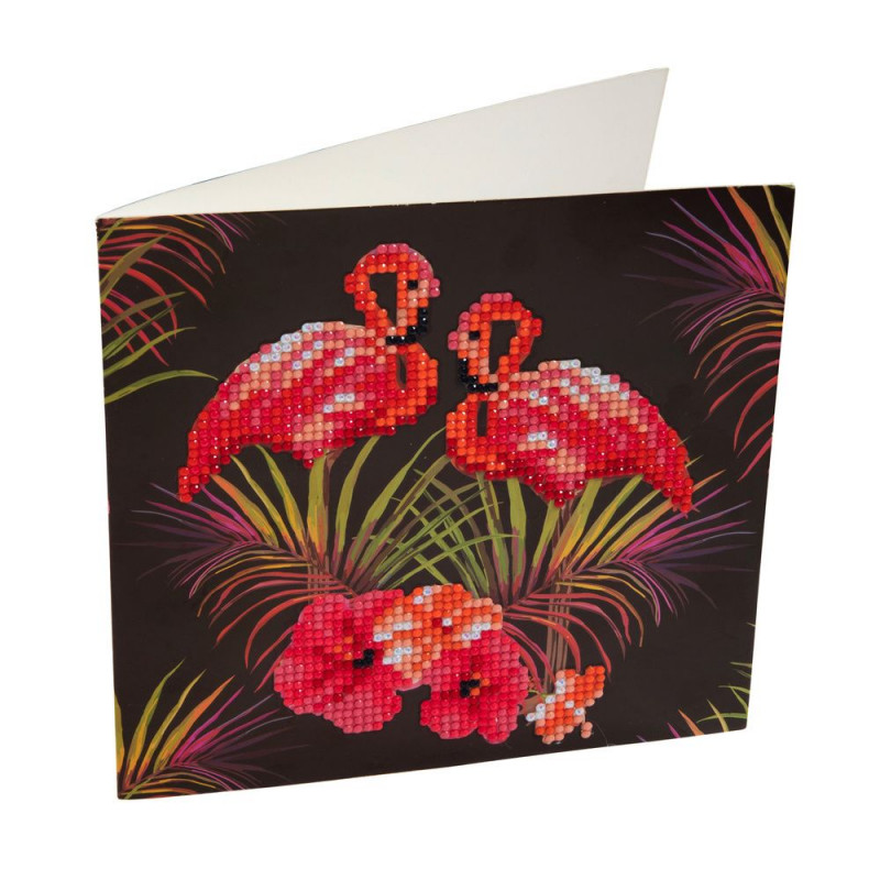 Crystal Art Kit Carte broderie diamant 18x18cm Flamants rose Crystal Art Kit Carte broderie diamant 18x18cm Flamants rose
