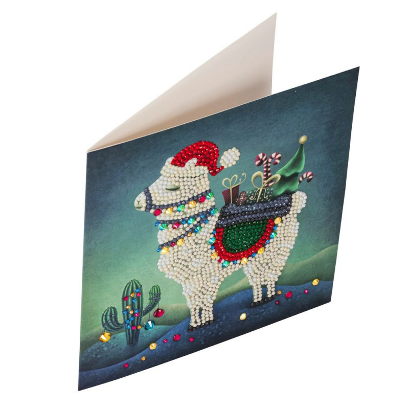 Crystal Art Kit Carte broderie diamant 18x18cm Lama Noël Crystal Art Kit Carte broderie diamant 18x18cm Lama Noël