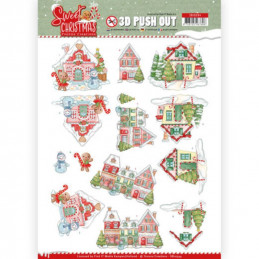 Carte 3D prédéc. - SB10394 - Sweet Christmas - Maisons à Noël