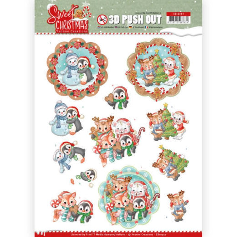 Carte 3D prédéc. - SB10397 - Sweet Christmas - Petits animaux de Noël