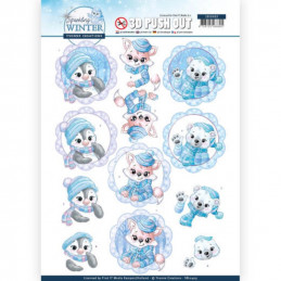 Carte 3D prédéc. - SB10403 - Sparkling winter - Bébés animaux en hiver