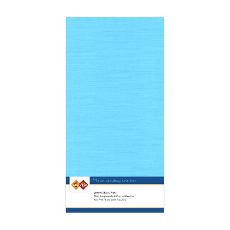 Carte 13.5 x 27 cm uni Bleu ciel paquet de 10