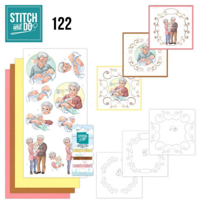 Stitch and do 122 - kit Carte 3D broderie - Grands parents et bébé