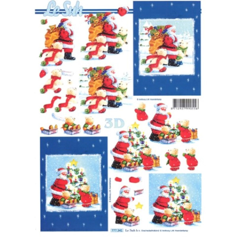 Carte 3D à découper - Père Noël et oursons - 777341 Carte 3D à découper - Père Noël et oursons - 777341