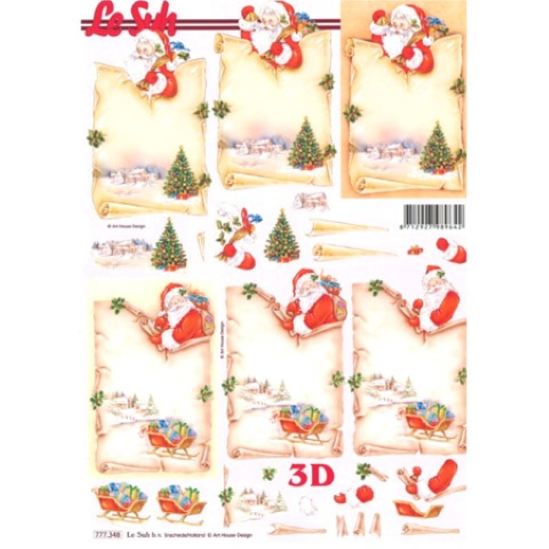Carte 3D à découper - Père noël parchemins - 777348 Carte 3D à découper - Père noël parchemins - 777348