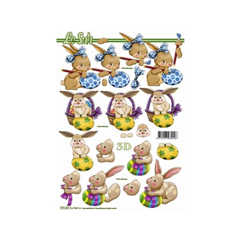 Carte 3D à découper - Lapins de Pâques - 777411 Carte 3D à découper - Lapins de Pâques - 777411
