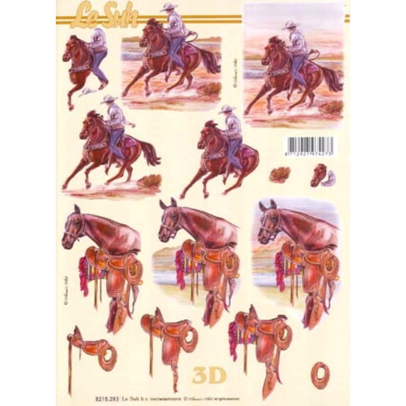 Carte 3D à découper - 8215283 - Chevaux et cowboy