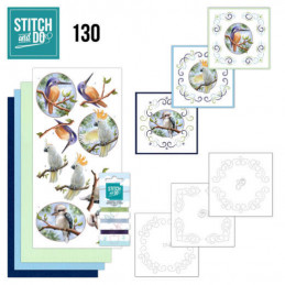 Stitch and do 130 - kit Carte 3D broderie - Oiseaux exotiques