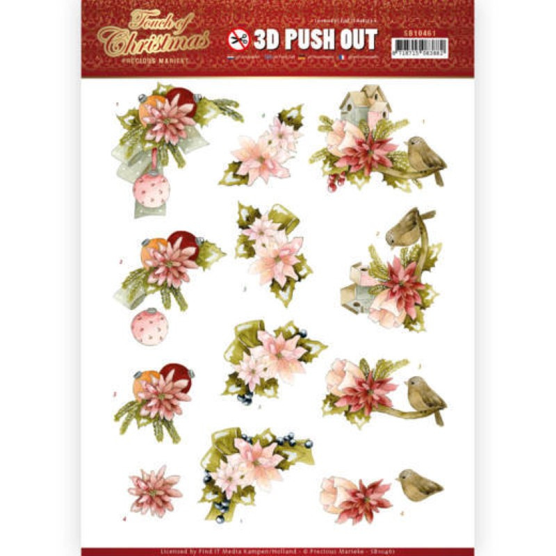 Carte 3D prédéc. - SB10461 - Touch of Christmas - Fleurs roses