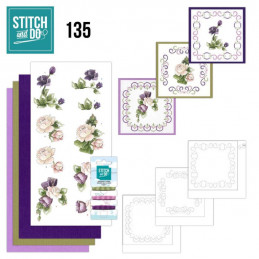 Stitch and do 135 - kit Carte 3D broderie - Fleurs pourpres