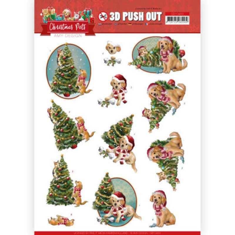 Carte 3D prédéc. - SB10463 - Christmas Pets - Arbre de Noël