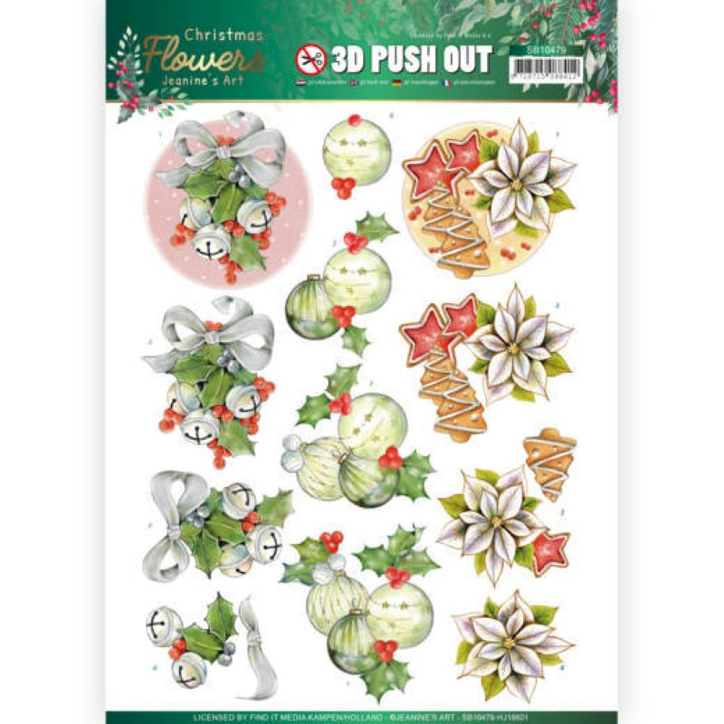 Carte 3D prédéc. - SB10479 - Christmas Flowers - Cloches de Noël