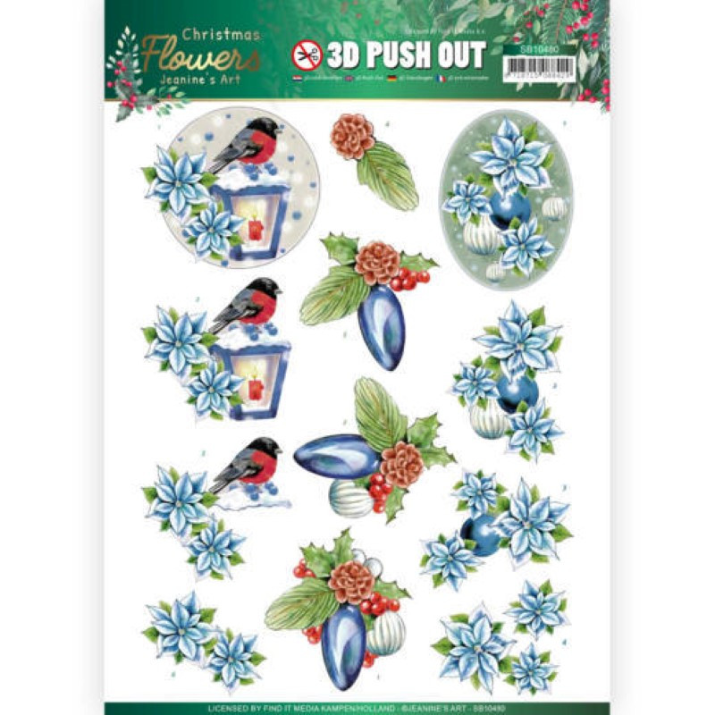 Carte 3D prédéc. - SB10480 - Christmas Flowers - Lanternes de Noël