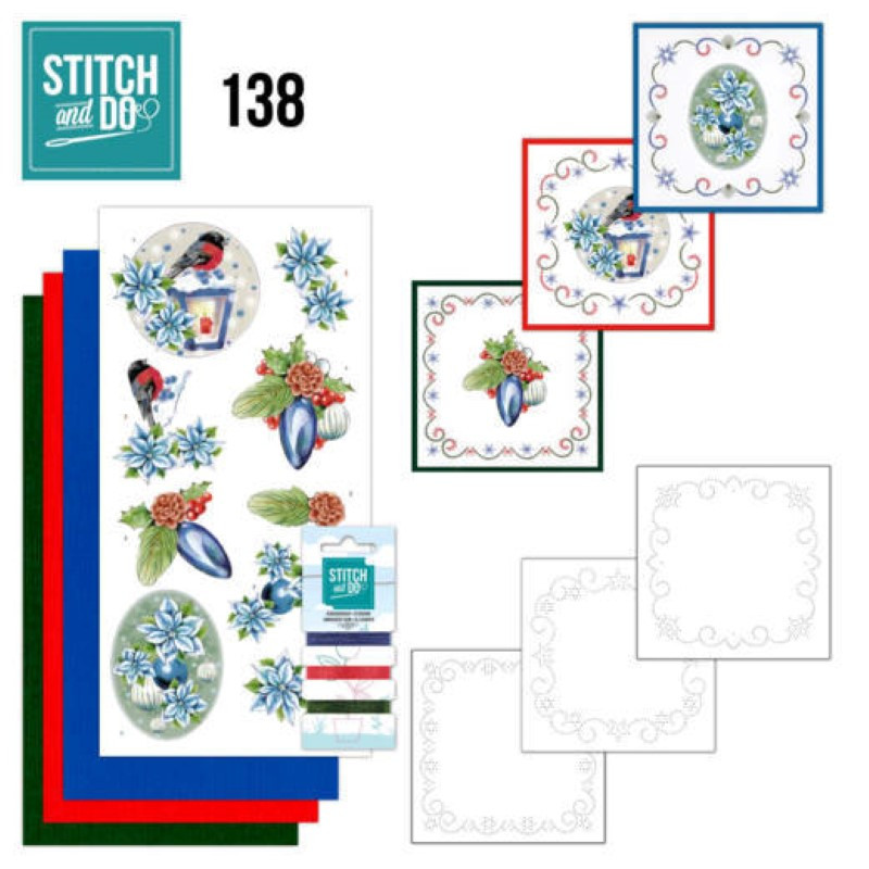 Stitch and do 138 - kit Carte 3D broderie -  Christmas flowers - Lanternes