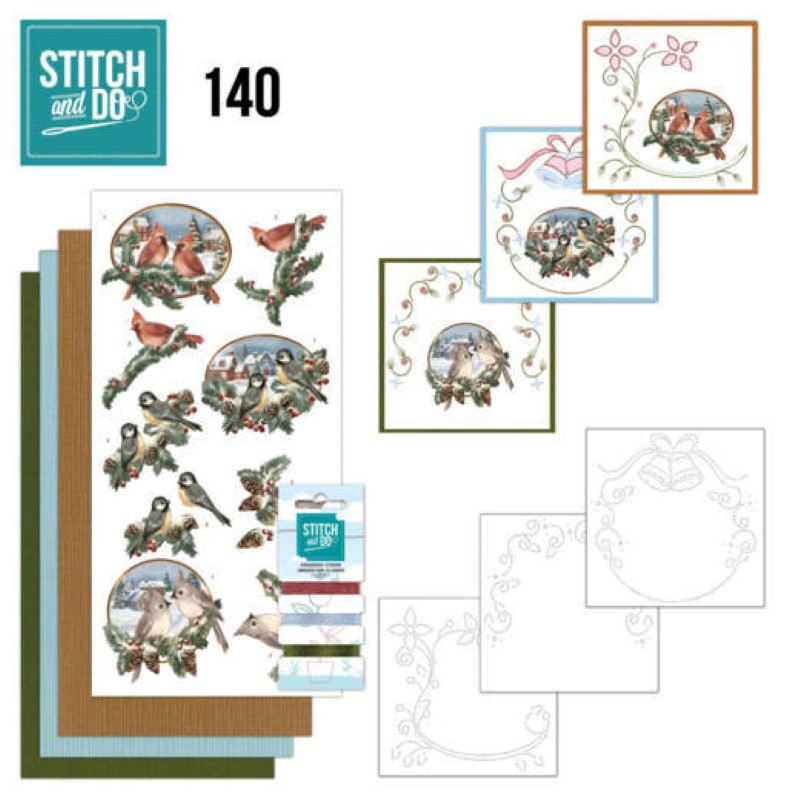 Stitch and do 140 - kit Carte 3D broderie -  Oiseaux de Noël