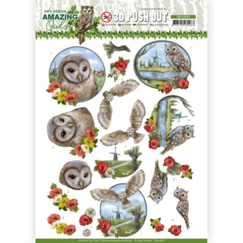 Carte 3D prédéc. - SB10488 - Amazing Owls - Chouettes dans la prairie