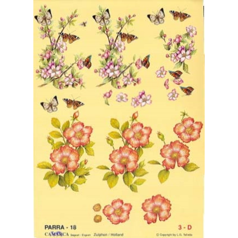 Carte 3D à découper - PARRA 18 - Fleur et papillons