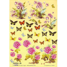 Carte 3D à découper - PARRA 39 - Papillons et fleurs