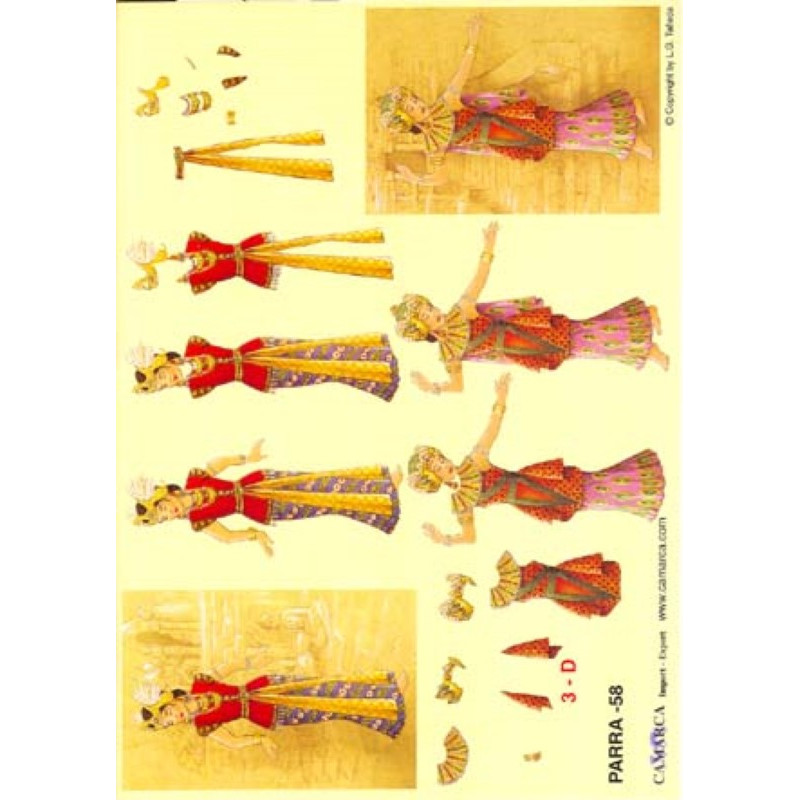 Carte 3D à découper - PARRA 58 - 2 danseuses indiennes