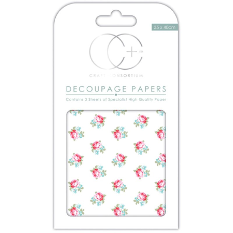 Papier patch 3 feuilles 35x40 cm Boutons de rose