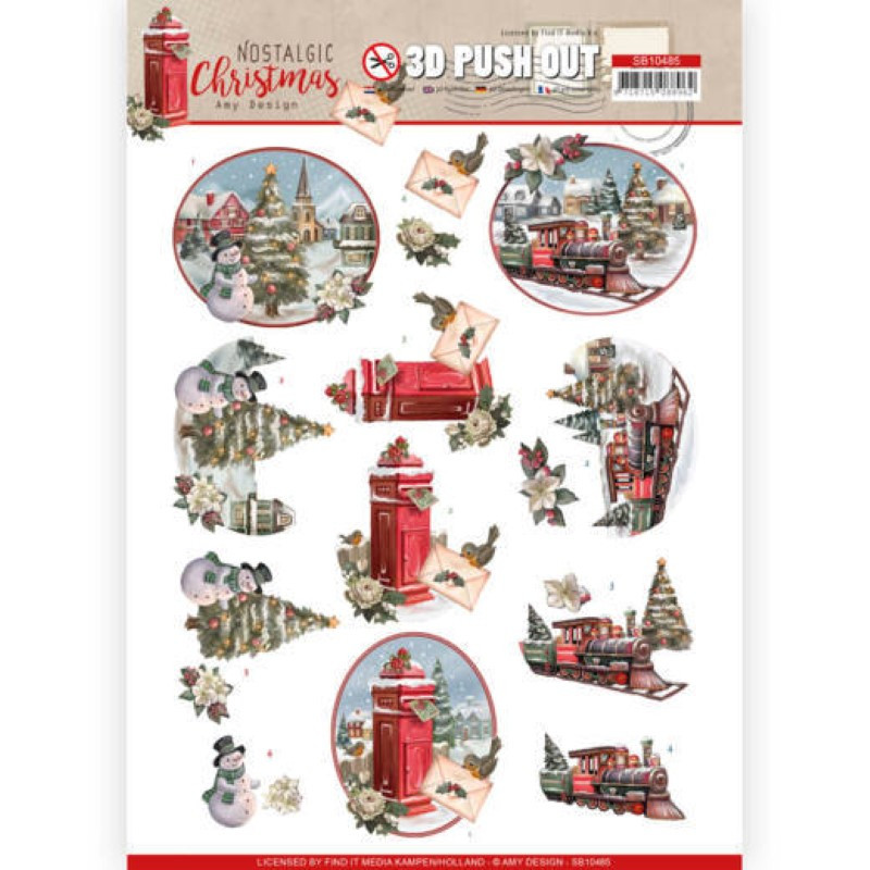 Carte 3D prédéc. - SB10485 - Nostalgic Christmas - Trains de Noël
