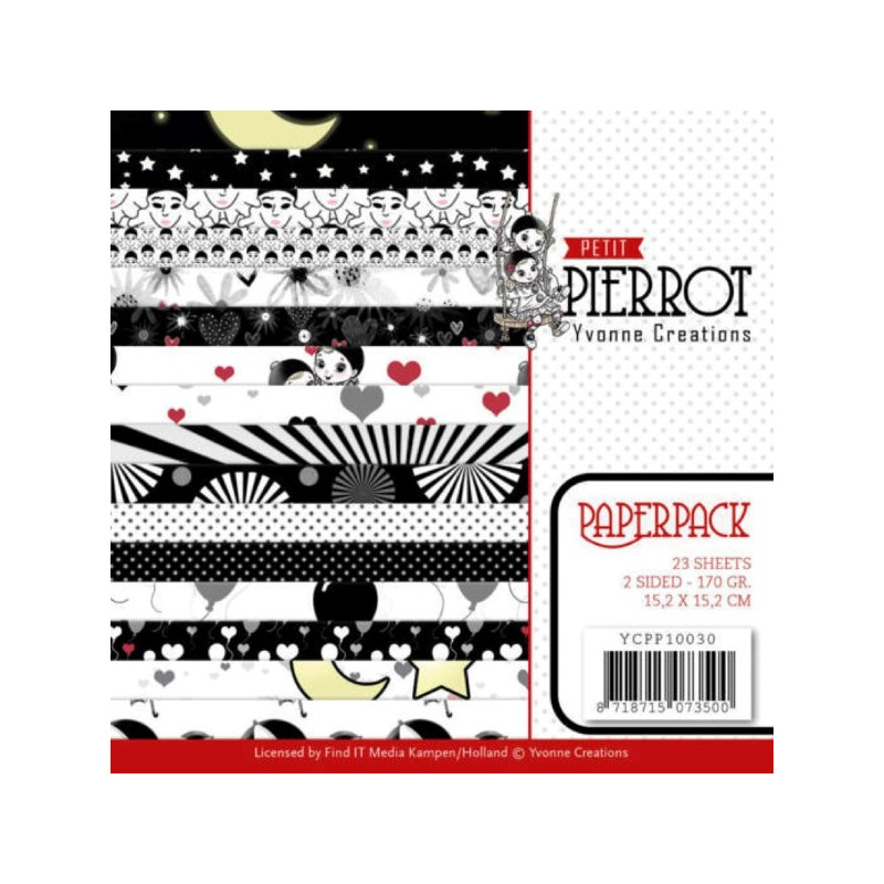 Bloc de papier - yvonne Creations - Petit Pierrot 15 x 15 cm