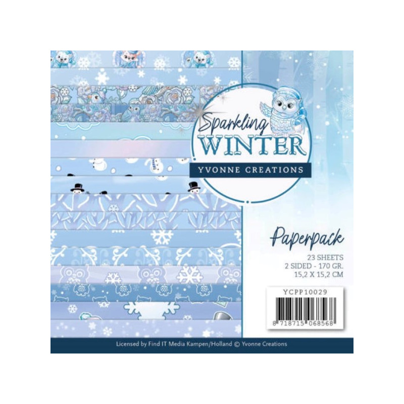 Bloc de papier - yvonne Créations - Sparkling winter 15 x 15 cm