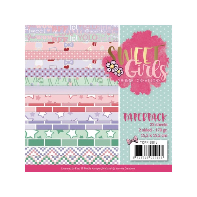 Bloc de papier - Yvonne Créations - Sweet girls 15 x 15 cm