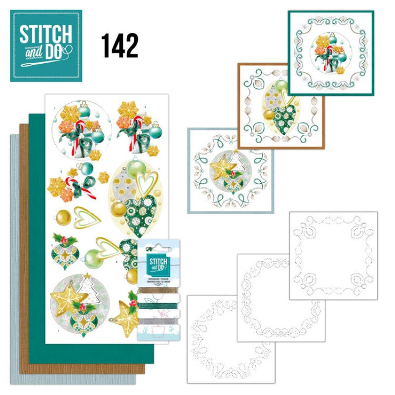 Stitch and do 142 - kit Carte 3D broderie - Boules de Noël