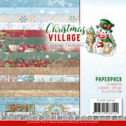 Bloc de papier - Yvonne Créations - Christmas village 15 x 15 cm - YCPP10033