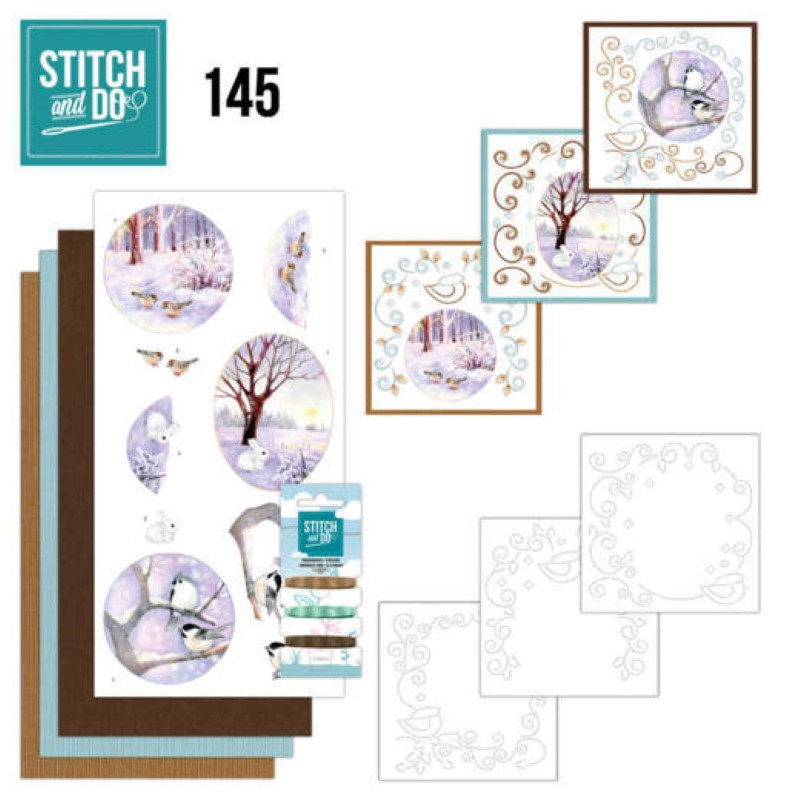 Stitch and do 145 - kit Carte 3D broderie - Paysage d'hiver