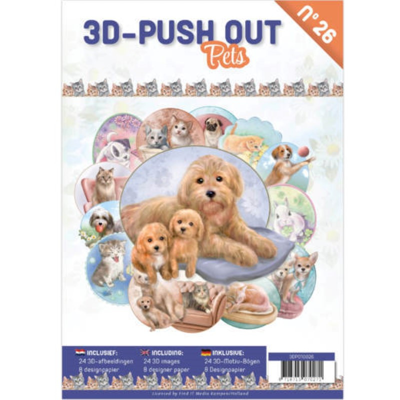 Carte 3D livre A4 prédécoupé - Chiens et chats  24 images + papiers