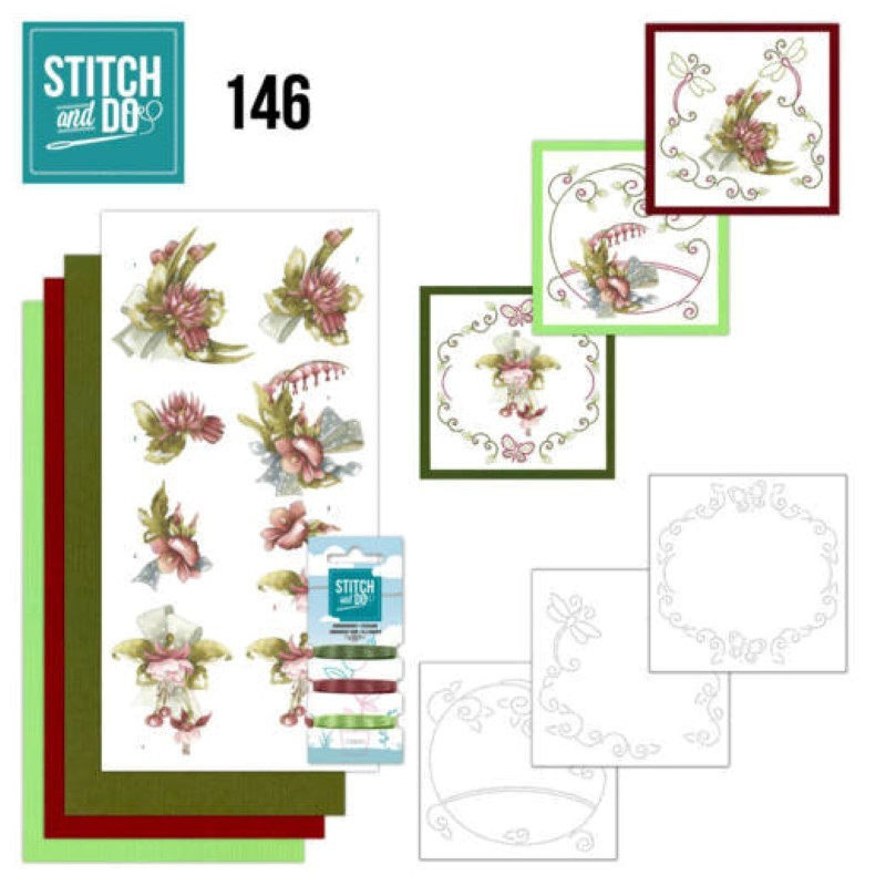 Stitch and do 146 - kit Carte 3D broderie - Fleurs rouges Stitch and do 146 - kit Carte 3D broderie - Fleurs rouges
