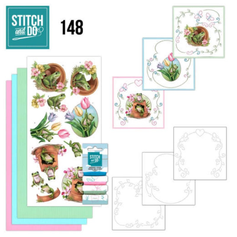 Stitch and do 148 - kit Carte 3D broderie - Grenouilles Stitch and do 148 - kit Carte 3D broderie - Grenouilles