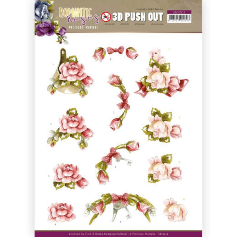Carte 3D prédéc. - SB10515 - Romantic roses - Fleurs roses